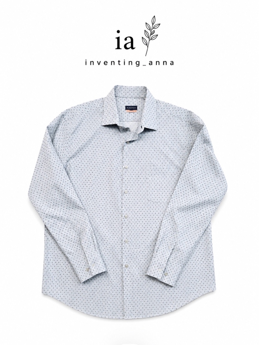 Light Gray Stain Shield Dress Shirt with Subtle Red & Blue Pattern Regular Fit